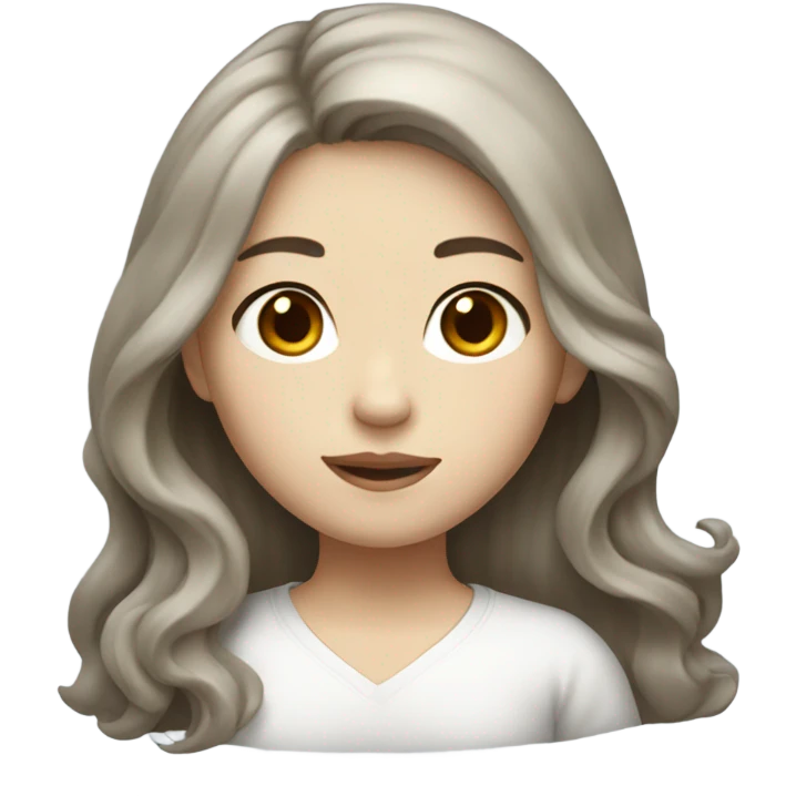 a girl with WHİTE skin LONG BROWN WAVY hair  chinese girl emoji