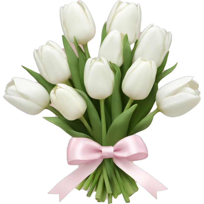 White tulips bouquet with light pink bow  emoji