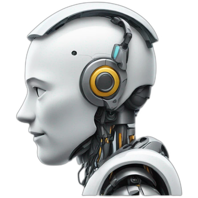 Side profile of a Robot wearing an Earpiece emoji