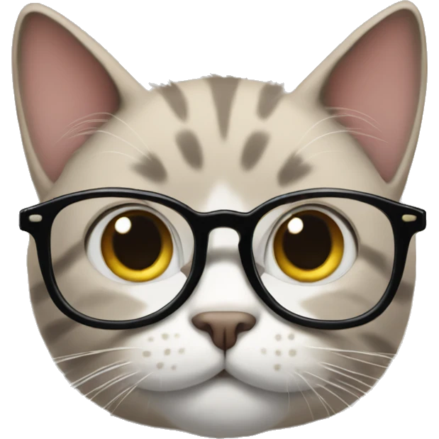 Cat wearing glasses with cat's paws sticking out emoji