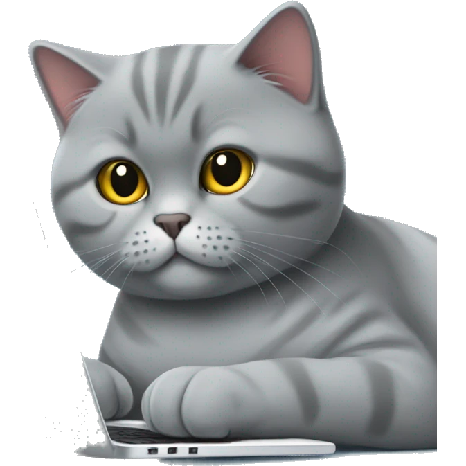 british shorthair cat trading on laptop emoji