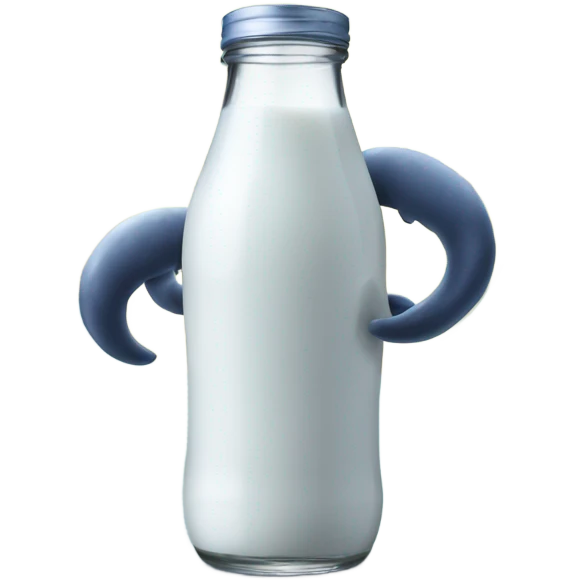 The moon with arms and legs drinking milk emoji