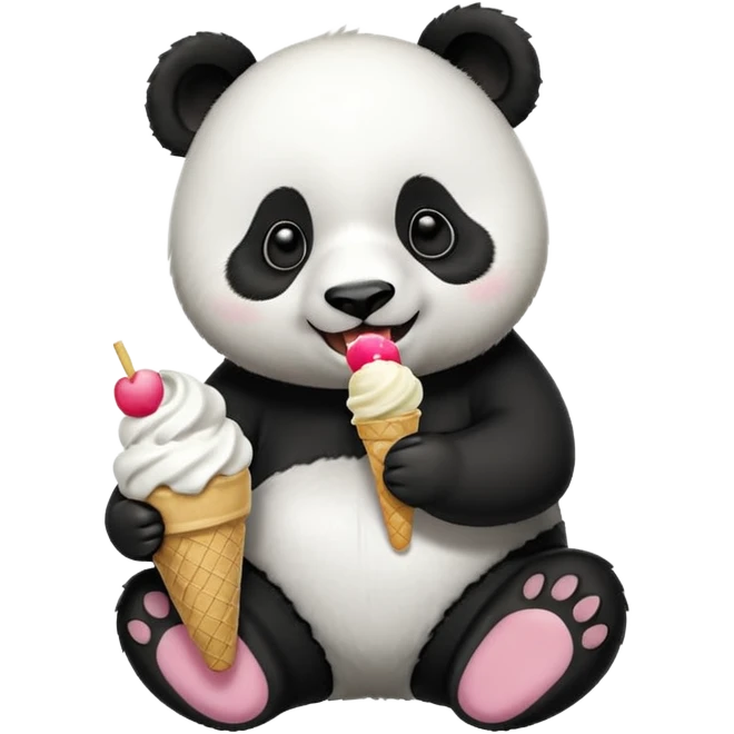 Panda eating ice cream emoji