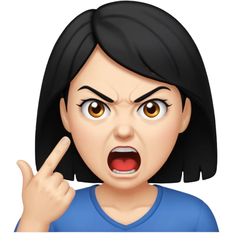 angry mom with black hair yelling emoji