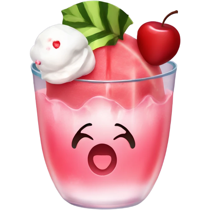 watermelon juice with a cherry and icecream topping, no face emoji