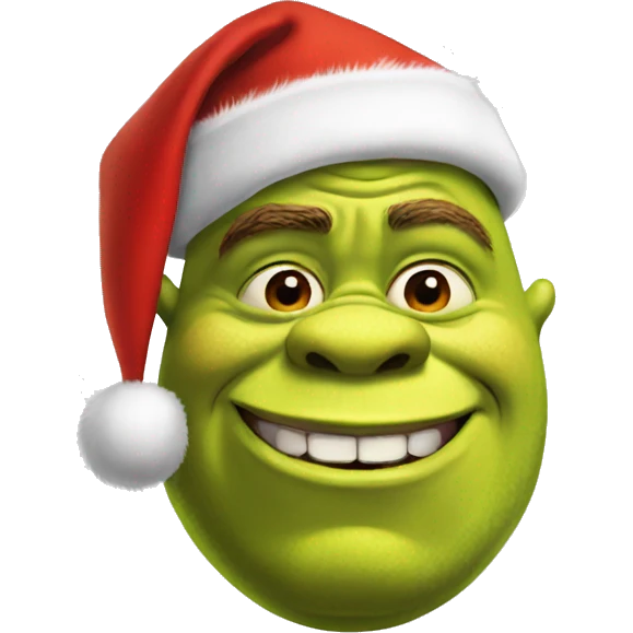 Shrek wearing Santa hat emoji