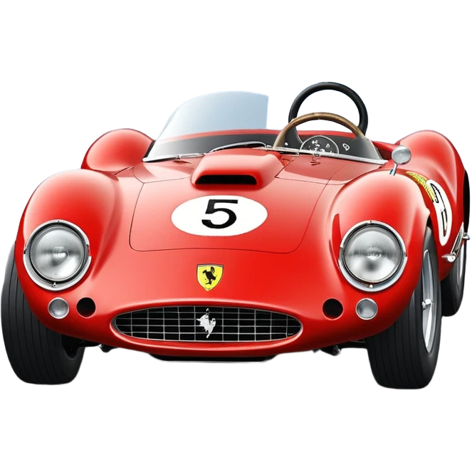  Hazy-blue Fenderless extended-wheelbase 1956 luxury racing Ferrari lowered powerful V-8 engined racing car featuring advanced rugged 4 wheel independent suspension, power steering, disc brakes, small leather covered steering wheel, side mounted cowl exhaust  emoji