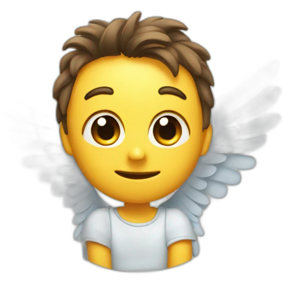 A star with wings and a face emoji