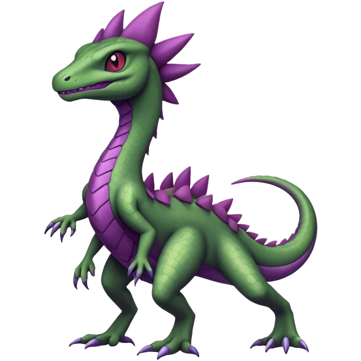 Black Sceptile-Salazzle-Pokémon-Fakémon-creature with purple markings emoji