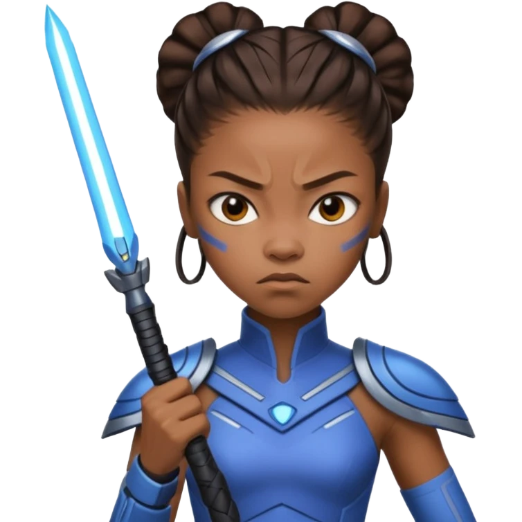 Princess Shuri angry imprisonment fighting with futuristic weapons ￼ emoji