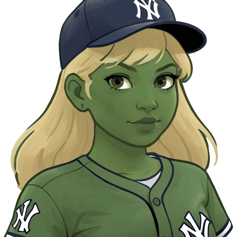 Blonde hair girl wearing a new york yankees jersey  emoji