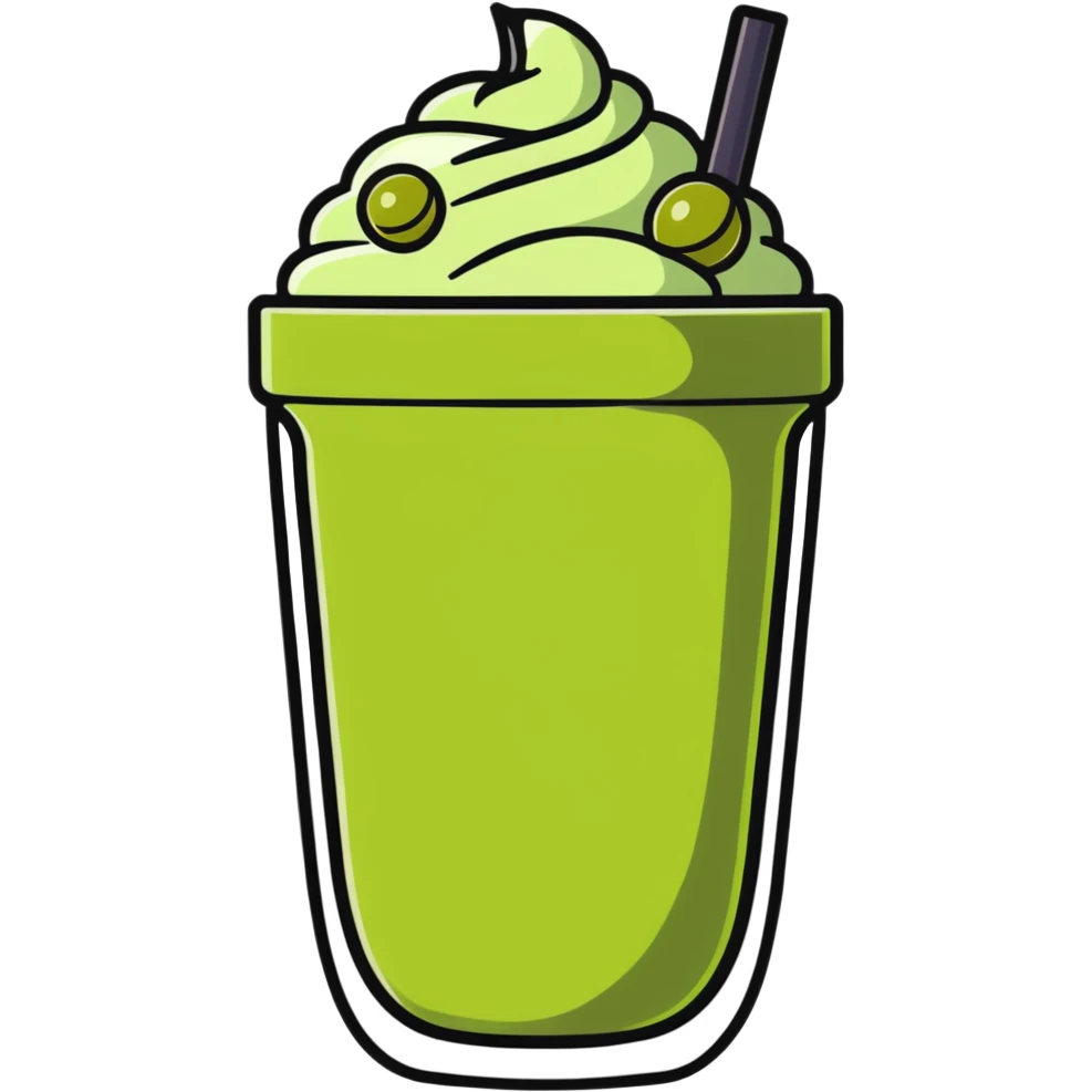 iced matcha latte with boba pearls emoji