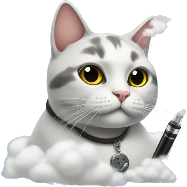 Cat with vape and clouds emoji