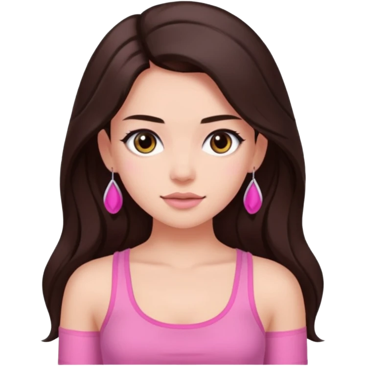 Azzyland with long dark brown hair, pink crop top emoji