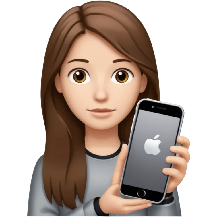 긴 갈색머리에 아이폰17프로를 들고있어 emoji