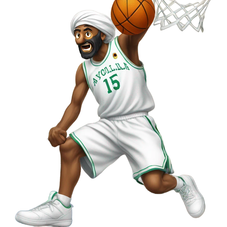 Ayatollah dunking in basketball jersey emoji