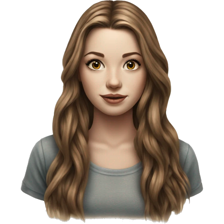 Hyperrealistic beautiful white girl tattoo with long brown hair  emoji