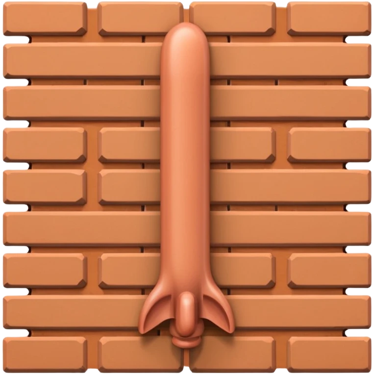 Vertical erect penis, old school layered brick pattern and color emoji