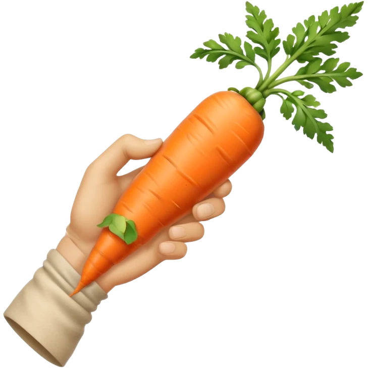 beige skin colored hand holding one long skinny carrot emoji