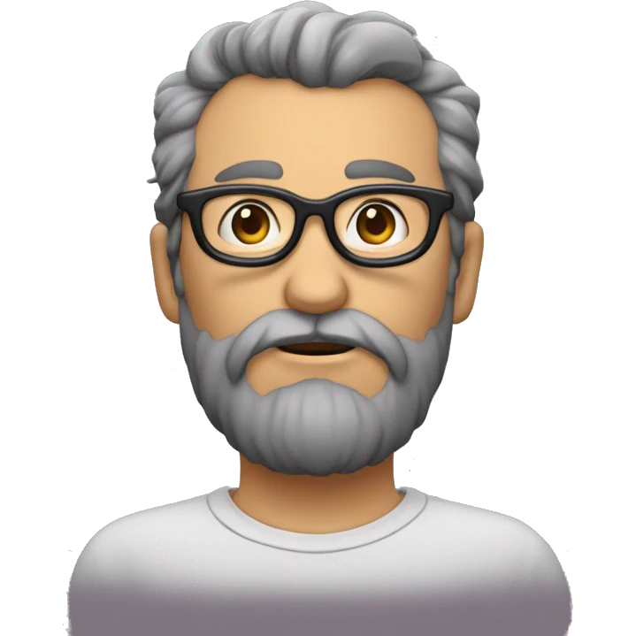 Homme gros chauve portant des lunettes et une barbe  emoji
