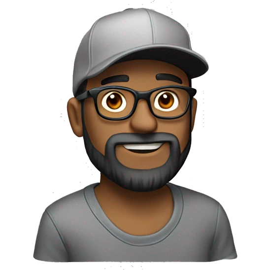 Brown guy Baseball cap on backwards with eye glasses grey and black beard with earrings and hat turned around  emoji