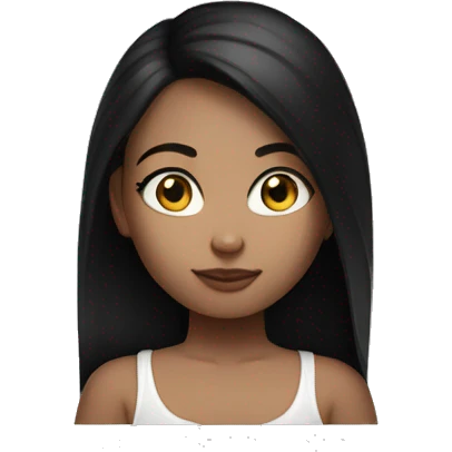Girl black hear middle length hush cut hair wear black hoodie and white skin black eyes with eyeline emoji