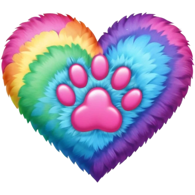 heart with a paw print and a rainbow emoji