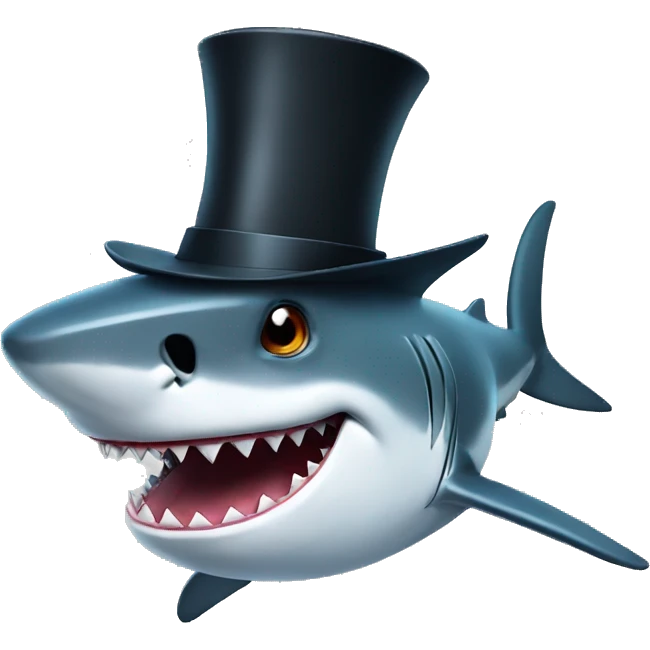 Shark with a top hat emoji