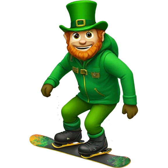 Leprechaun snowboarding  emoji
