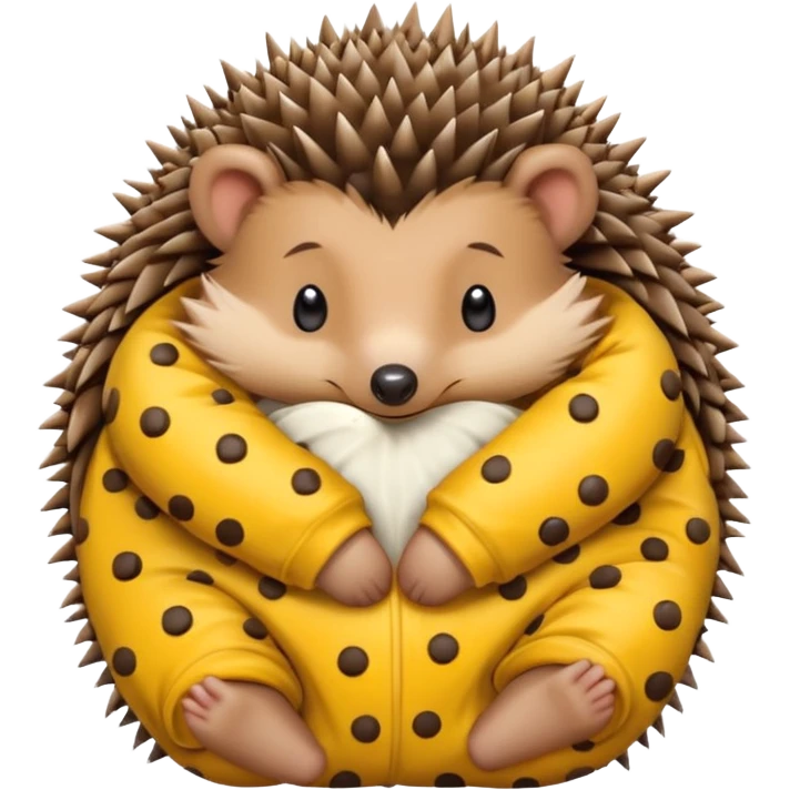 hedgehog in yellow pajama curled up emoji