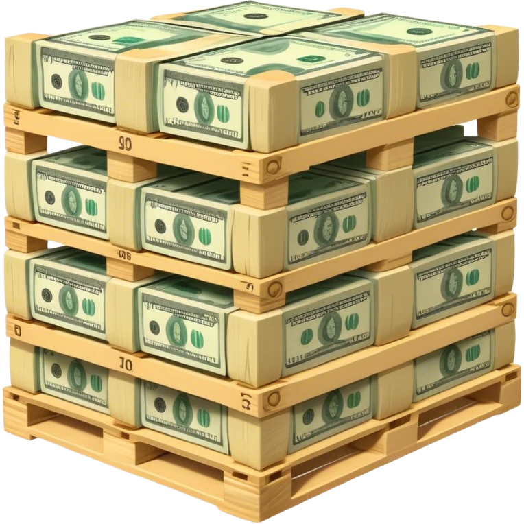 pallet full of small US Dollars notes perfectly stacked emoji