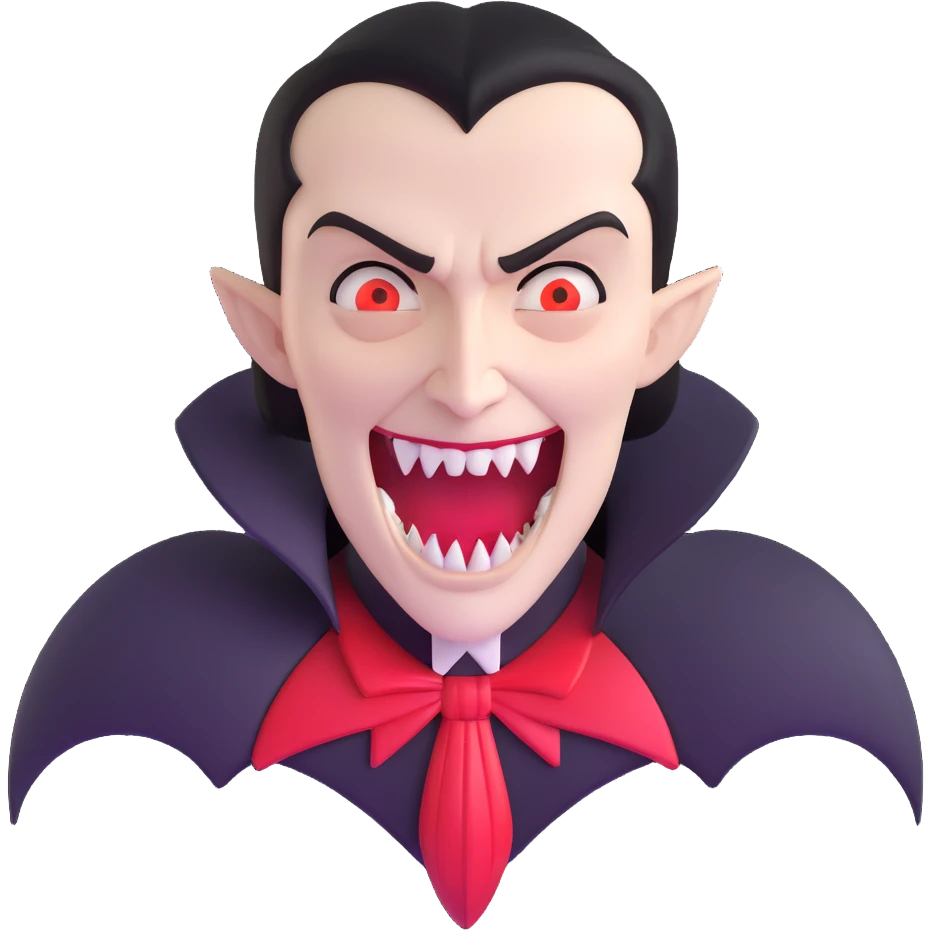Vampire with sharp extended fangs emoji