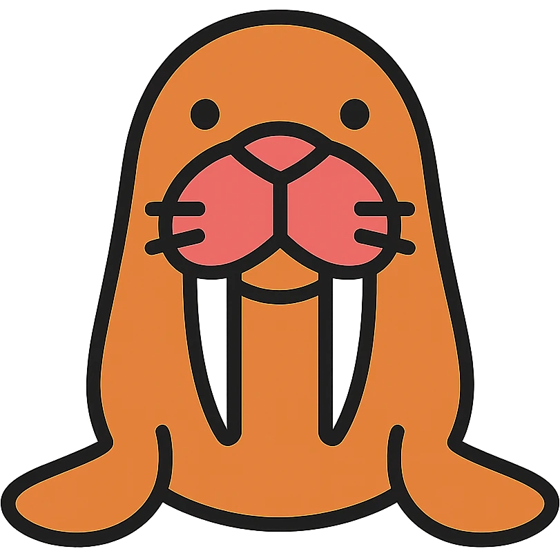 walrus, lineal color icon with black outlines, simple and modern emoji