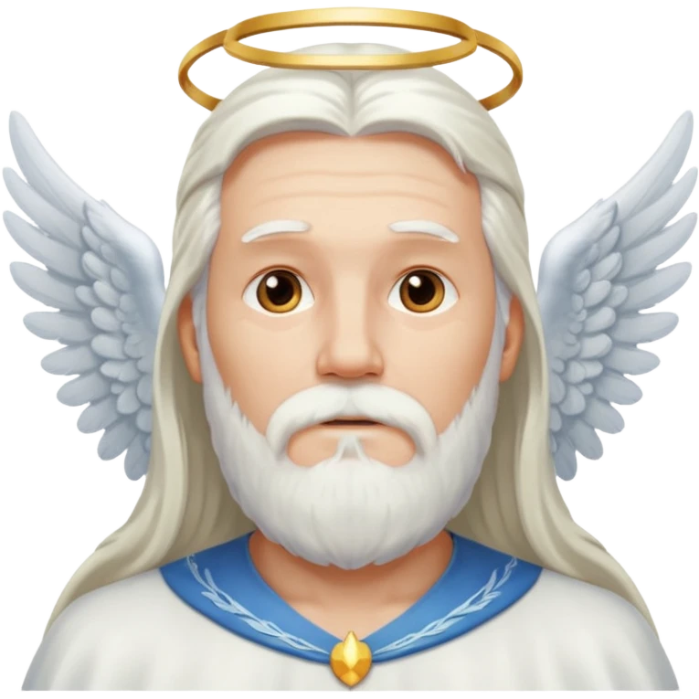 long whire hair, white bearded man angel emoji