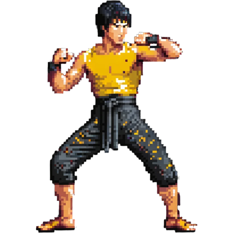 Bruce Lee demonstrating Jeet Kune Do martial arts stance emoji