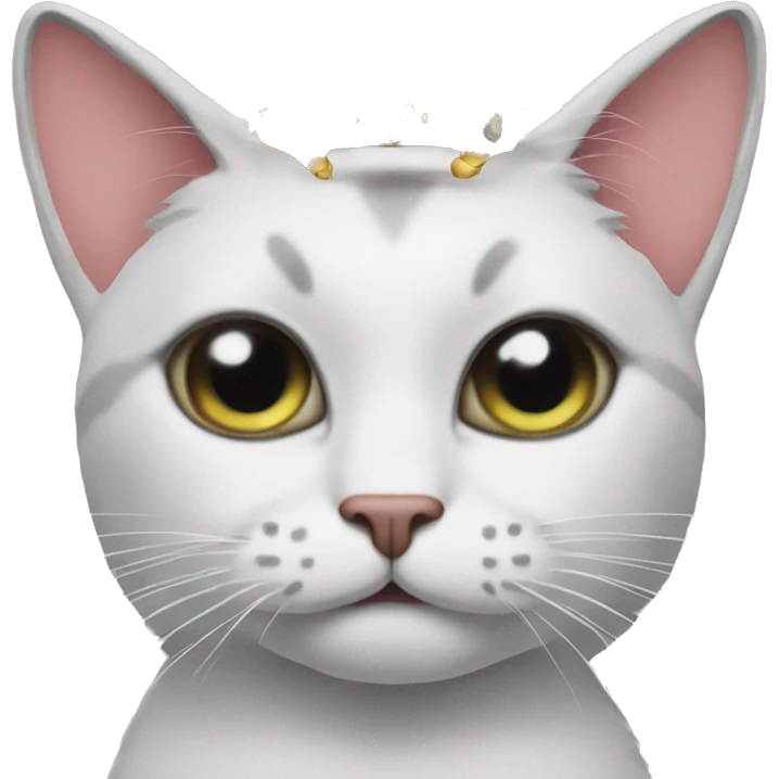 A sassy cat emoji wearing a tiara and batting its eyelashes emoji