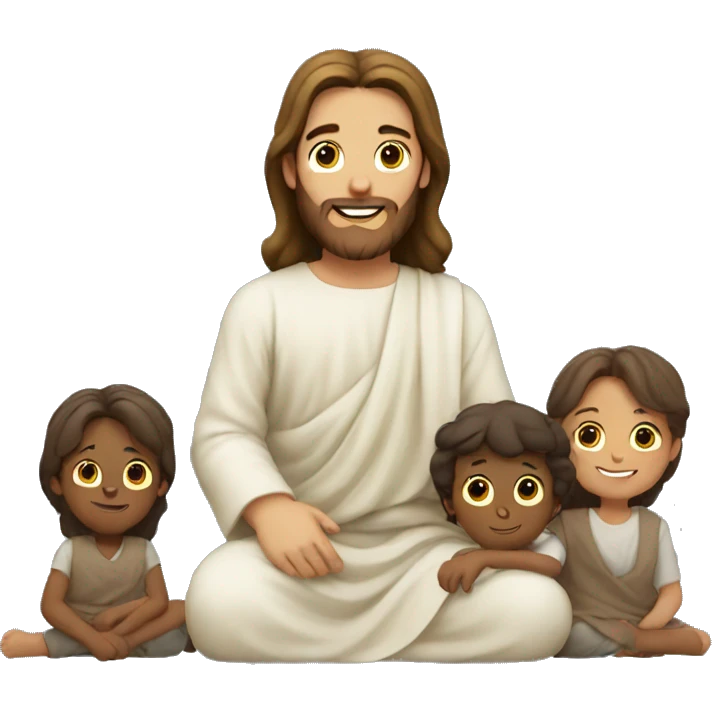Jesus sitting with little kids happy emoji
