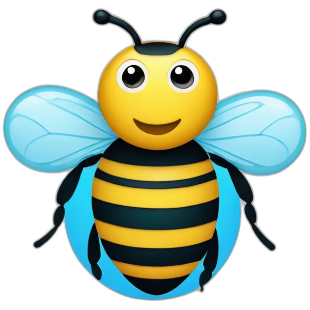 a bee, surrounded by a #0091EA blue circle, no border emoji