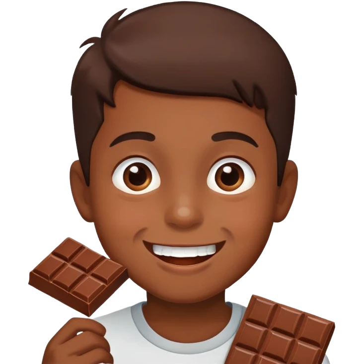 Brown boy eating chocolate  emoji