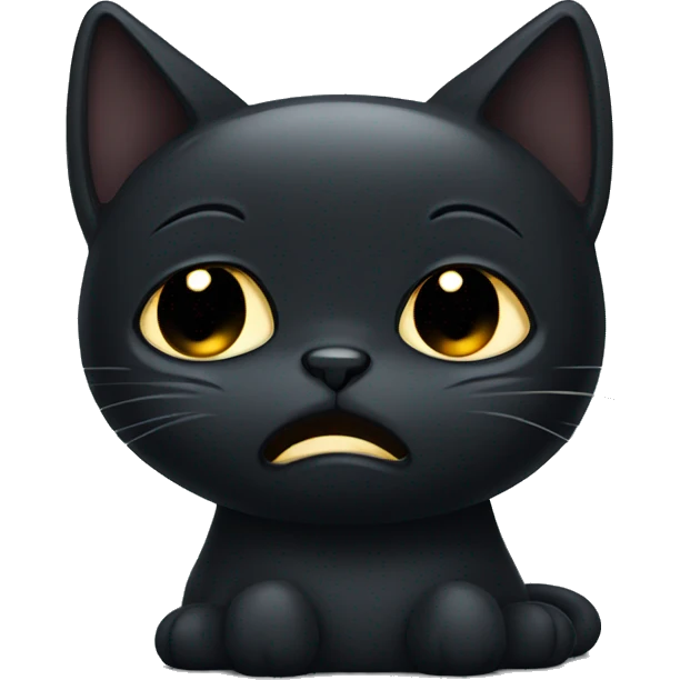 Sad black cat crying with tears emoji