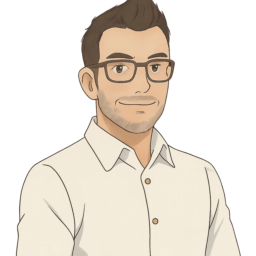 soft color, portrait of a confident businessman, white button up, no tie, dark brown fauxhawk, brown rectangular glasses, gray stubble on chin emoji
