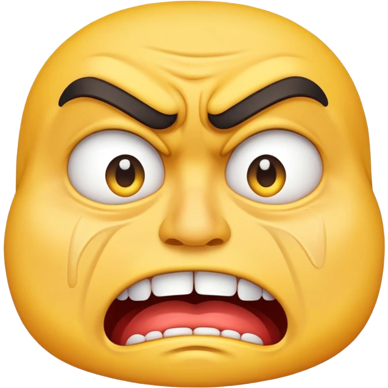 yellow face with clenched teeth, angry eyebrows, big tears, mad and crying emoji