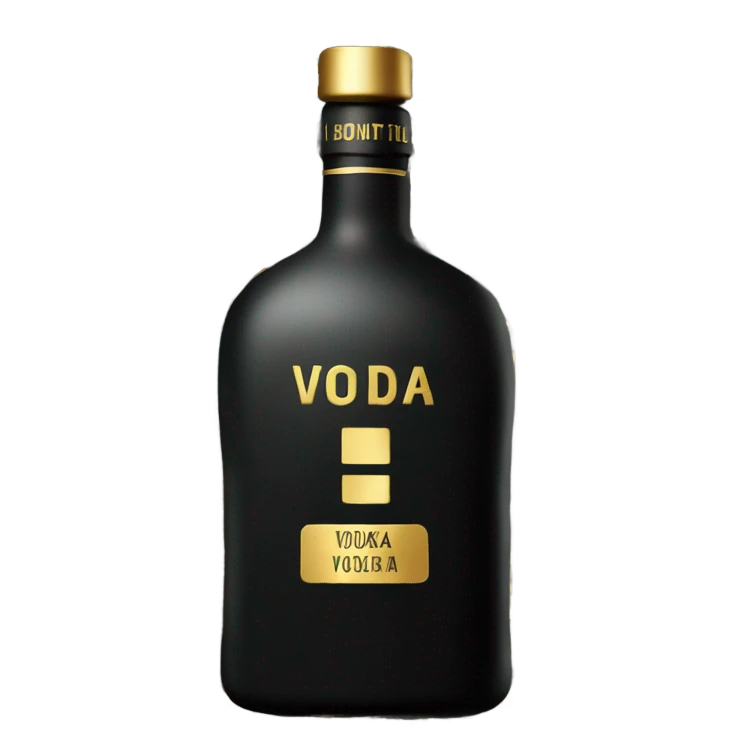 Black Matt bottle of expensive Vodka with golden letters deluxe emoji