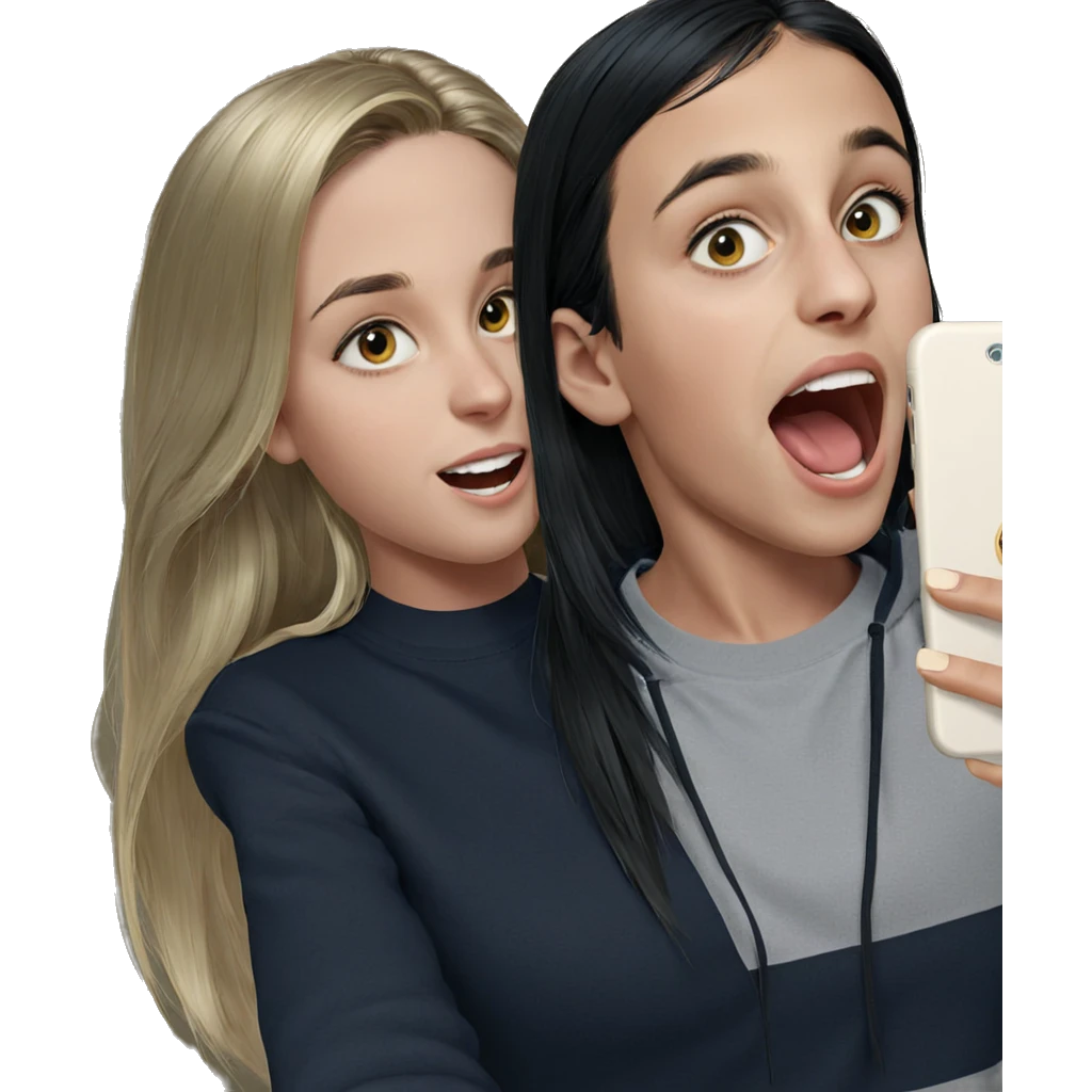 selfie with blonde and black hair emoji