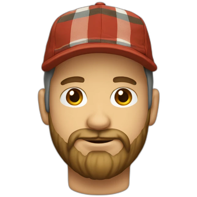 white Man whith a cap a nose strap a flannel shirt and a big beard  emoji