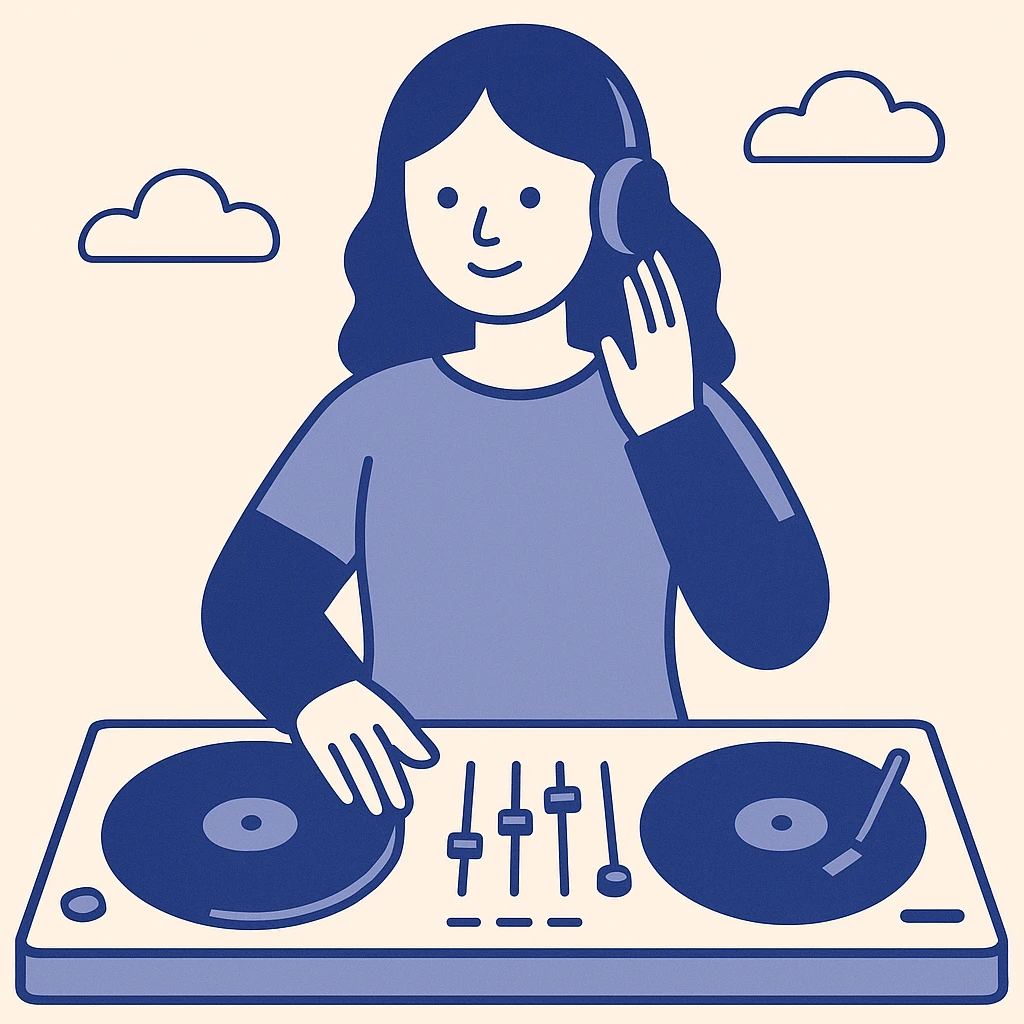 girl playing DJ set emoji