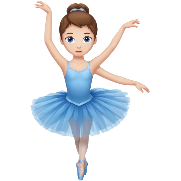 O balerina satena, cu tutu albastru, pielea deschisa, ochii albastri,  emoji