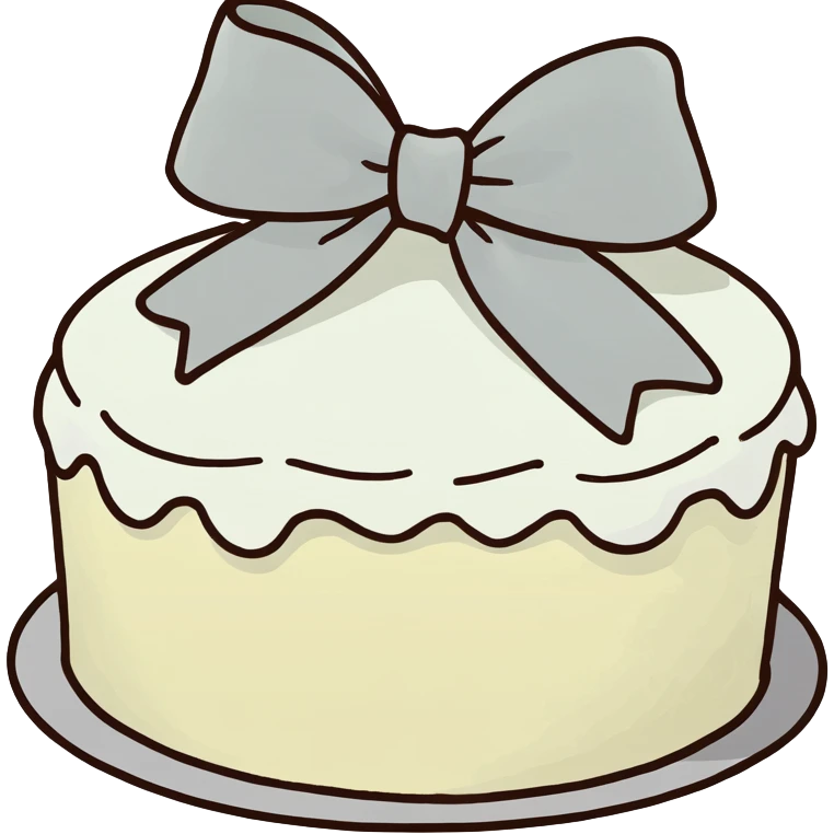 All white cake dreamy with a big white bow   emoji