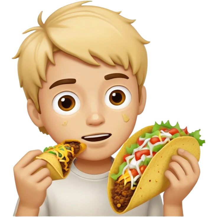 Boy eating a messy taco emoji