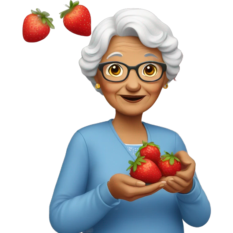 Grandma with strawberries in her hand  emoji